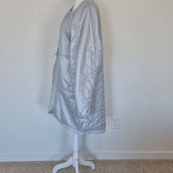 Free People  Light As A Feather Light Blue Quilted Jacket Size L - Picture 6 of 12